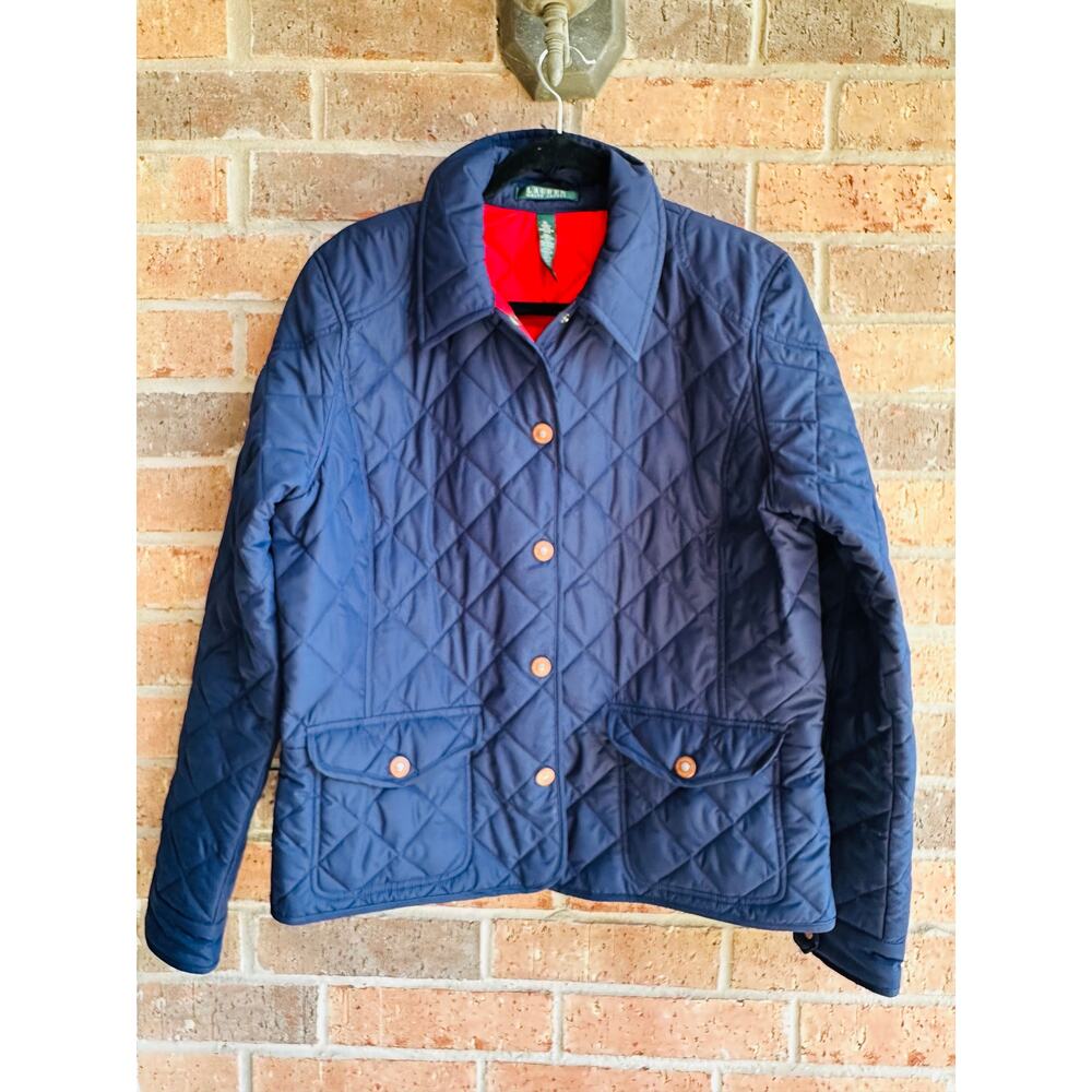 Lauren Ralph Lauren Vintage Women's Blue Solid Quilted Jacket Size XL